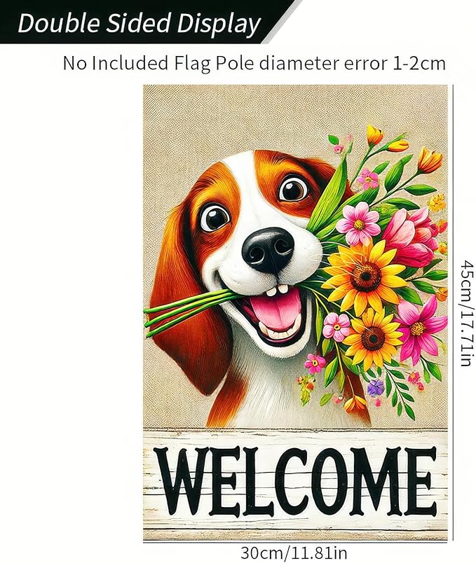 BlissYard Welcome Spring Summer Garden Flag 12x18 Inch Double Sided Beagle Puppy Dog Daisy Seasonal Garden Flag Decoration Yard Small Flag For Rustic Farmhouse Outdoor Banner Party Home Decor