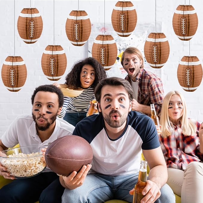 20 PCS 12 Inch Football Paper Lantern Ceiling Football Party Lantern Sport Paper Hanging Lanterns for Sport Themed Birthday Baby Shower Classroom Game Party Centerpieces Superbowl Season 2026