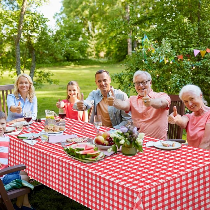 3pcs 54X108inch Red Checkered Tablecloth,Red Gingham Tablecloths Buffalo Plaid Disposable Plastic Table Covers for Birthday Baby Shower Bridal Wedding Party Birthday Decorations