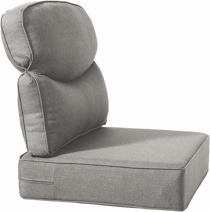 Luxury 24x24x6 Inch Smile Outdoor Cushions for Patio 5 Piece Set - Set of 5 Zippered Outside Pillows for Wicker Dining Rocking Swivel Chairs Loveseat Couch Sectional Sofa - Grey