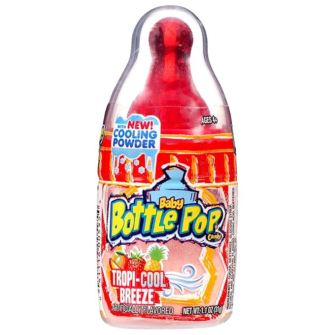 Baby Bottle Pop Christmas Candy Lollipop, 18 Ct Bulk Lollipops w/Dipping Powder in Assorted Fruity Flavors, Full Size, Individually Wrapped Hard Candy For Party Favors, Stocking Stuffers, Kids Gifts