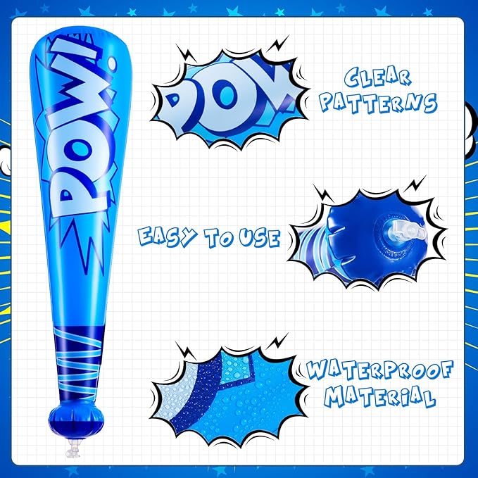 WILLBOND 17 Inch Inflatable Baseball Bat Bulk Baseball Party Favors Decorations, Inflatable Toys Blow up Bat with 1 Pump for Sports Theme Supplies(48 Pcs,Blue Pink Green and Orange)