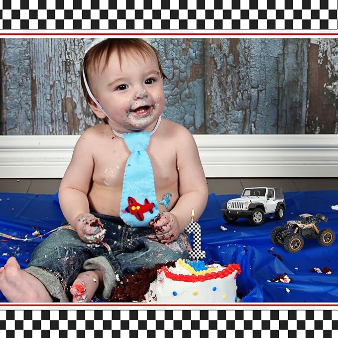 Racing Cars Themed Birthday Candle Number 1 Checkered Candle Birthday Party Decoration Cake Topper for Racing Car Party Decoration Theme Party Supplies (Number 1)