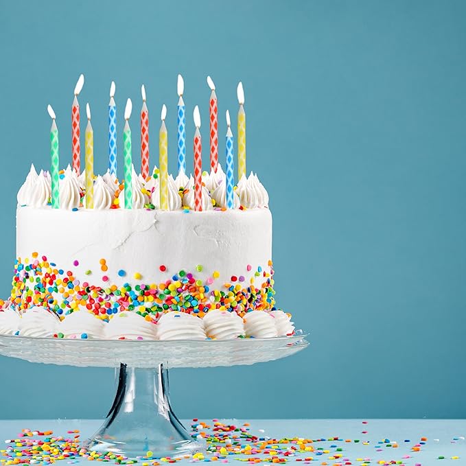 Birthday Candles Multicolored Diamond 80-Count, Birthday Candles for Cake, Cupcake Candles, Party Celebration