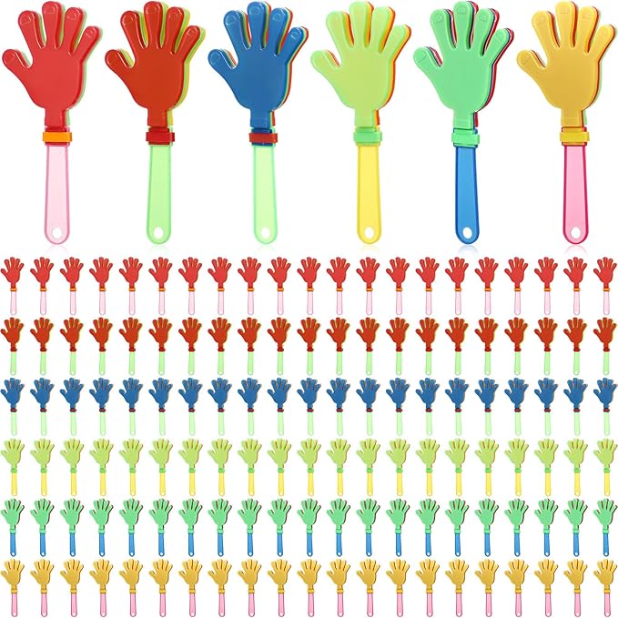 120 Pcs Colorful Hand Clappers 7.5 Inch Clappers Noisemakers Noise Makers Party Favors Plastic Clapper Sporting Events Cheers Ball Dance Basketball Football Noisemakers （Colorful）