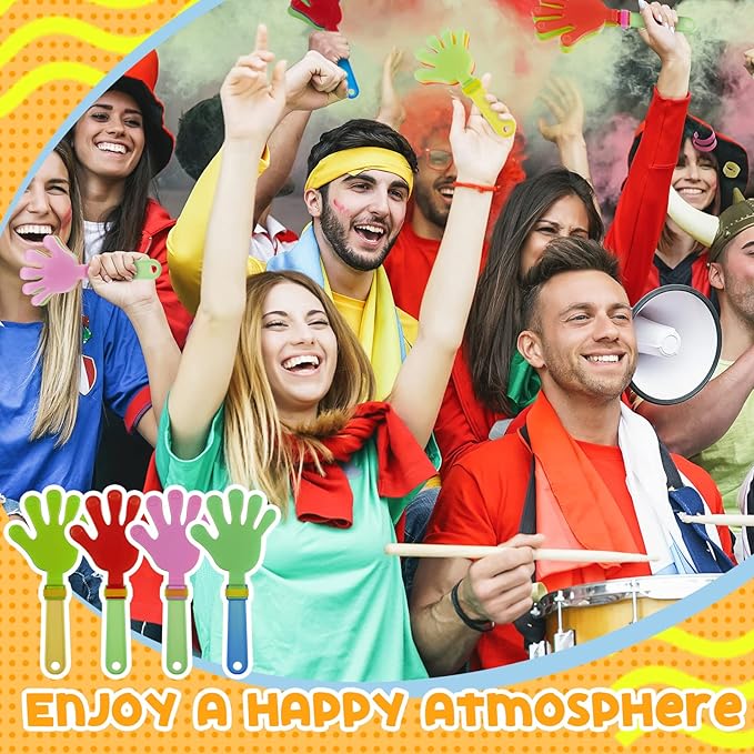 Meooeck 200 Pcs 200 Pcs 7.5 Inch Noisemakers Bulk Plastic Hand Clappers Noise Makers for Sporting Events Fiesta Birthday Supplies, Random Color