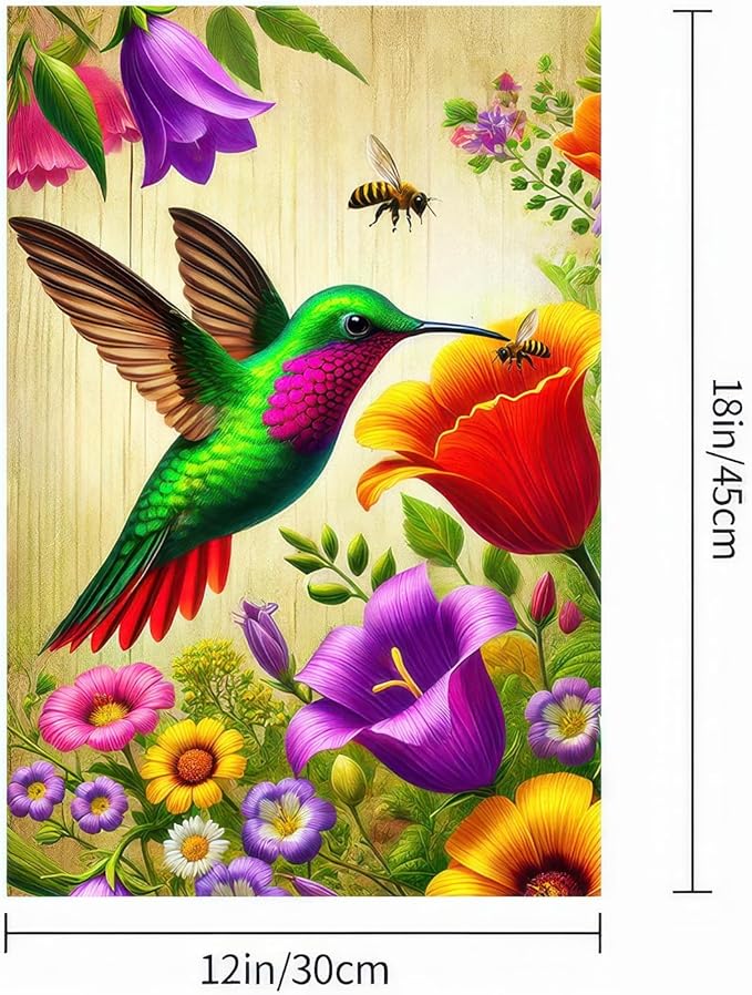 BlissYard Spring Garden Flag 12x18 Inch Double Sided Hummingbird Welcome Small Flags For Outside Outdoor Decor Farmhouse Holiday Spring Summer Seasonal Decorations Yard Flags