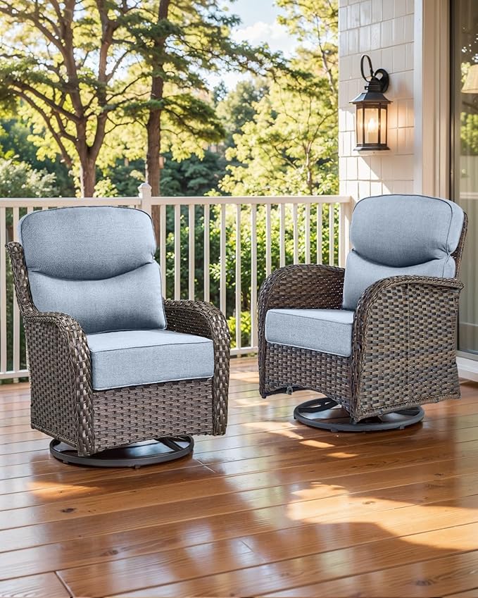 Luxury 22x24/22x25 6-Inch Smile Patio Cushions for Outdoor Furniture Set of 6 - Thick Back & Deep Seat Outside Chair Cushions for Rattan Glider Loveseat Sectional Sofa - Baby Blue