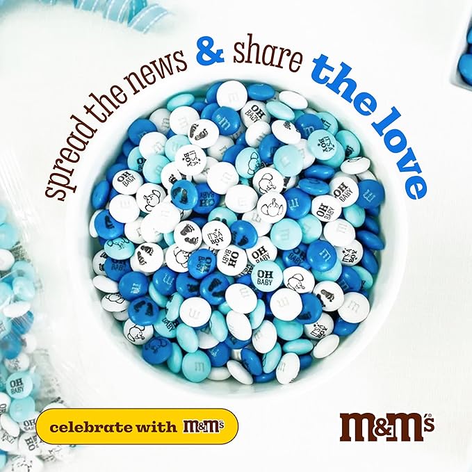 M&M'S World It's A Boy Milk Chocolate Candy 5lb Bag with White and Blue M&M'S for Baby Boy Showers Gender Reveal Parties and Baby Celebration Favors