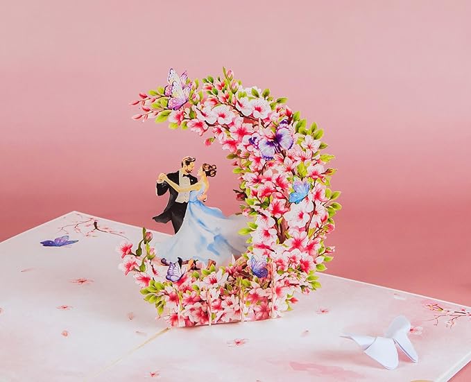 Couple Dancing in the Moon Pop Up Anniversary Cards, 6x8in Wedding Anniversary Card, Valentines Day Card, 3D Romantic Gifts for Her, Him, Husband, Wife, Mom, Dad (Dancing in the Moon).