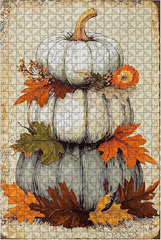 500 Piece Difficult Wooden Jigsaw Puzzle Happy Thanksgiving Day Adults Kids Parent Child Educational Stress Relief Learning Toy 20.4x15 Inch