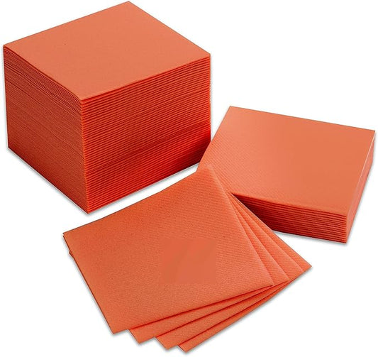 AMERICAN HOMESTEAD Terracotta Cocktail Napkins - Premium 4.75"x4.75" Disposable Linen-Like Beverage Napkins - Bulk Square Party Bar Serviettes for Weddings, Parties, Events, and Daily Use - 100 Count