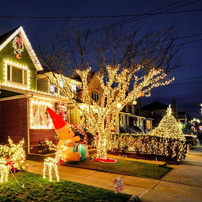 AMMAKER Battery Operated Christmas Lights, 28Ft 80 LED String Lights 8 Modes with Timer Mini Lights for Indoor Outdoor Wreath Wedding Party Garden Home Decor, Waterproof, Warm White（2 Pack）