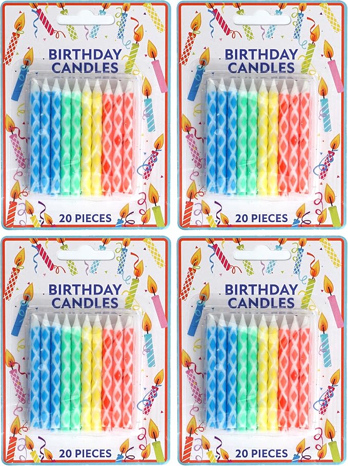 Birthday Candles Multicolored Diamond 80-Count, Birthday Candles for Cake, Cupcake Candles, Party Celebration