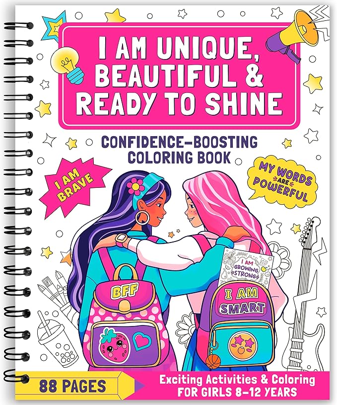 Confidence-Boosting Coloring Book for Girls Ages 8-12 | Fun Kids Color Book with Positive Affirmations, Activities & Motivational Art, Coloring Book for Kids Ages 8-12 for Creativity & Self-Esteem