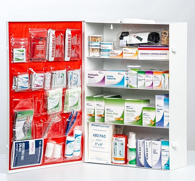 4-Shelf Metal 1st Aid Cabinet Class B, Large Capacity First Aid Wall Mount Medicine Cabinet, Secure Metal Med Box with Easy Access, Exceeds OSHA/ANSI Z308.1 2015, Over 775-Pieces
