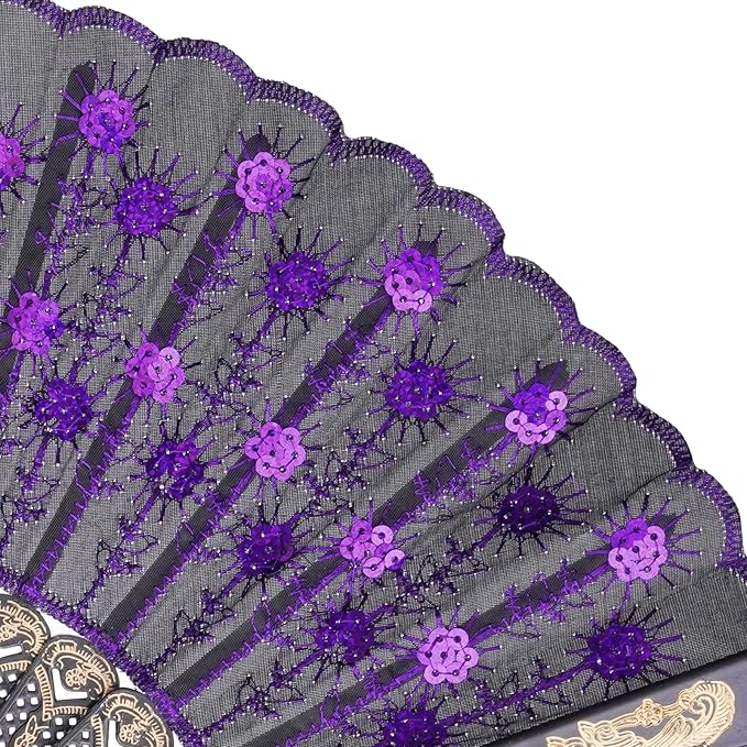 QIRMIZI 30 Pack Fabric Folding Handheld Fans, Perfect for Weddings, Parties, and Dancing,Purple