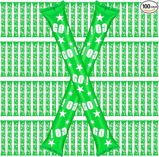 Hungdao 100 Pcs Thunder Sticks Spirit Boom Sticks Cheerleading Football Noise Makers Inflatable Noisemakers for Party Dance Basketball Sporting Event