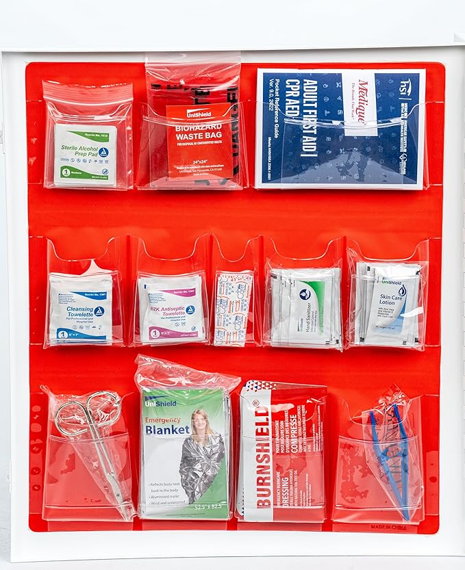 3-Shelf Metal 1st Aid Cabinet Class A, Large Capacity First Aid Wall Mount Medicine Cabinet, Secure Metal Med Box with Easy Access, Exceeds OSHA/ANSI Z308.1 2015, Over 600 Pieces
