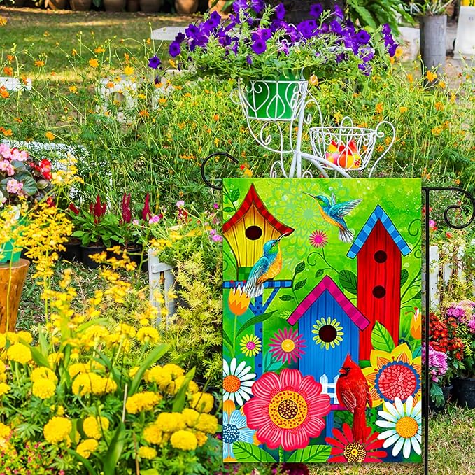 COCJCJ spring summer birds arden flags for outside, Seasonal Farmhouse Yard Flags for Outside decoration