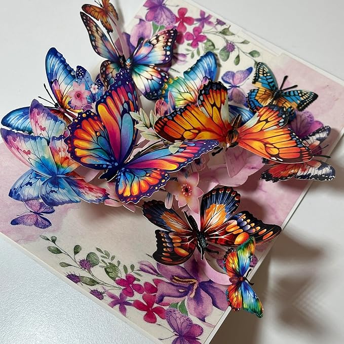 3D Pop Up Greeting Card Flowers Theme (Pink Butterflies)