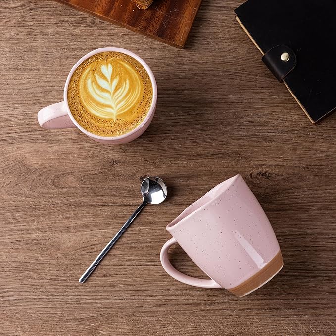 AmorArc 12oz Coffee Mugs, Ceramic Coffee Mugs set of 4 for Man, Woman, Dad, Mom, Modern Coffee Mugs with handle for Latte/Cappuccino/Milk/Cocoa. Dishwasher&Microwave Safe, Cloud Pink