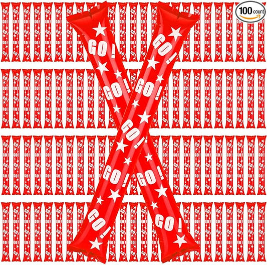 Hungdao 100 Pcs Thunder Sticks Spirit Boom Sticks Cheerleading Football Noise Makers Inflatable Noisemakers for Party Dance Basketball Sporting Event