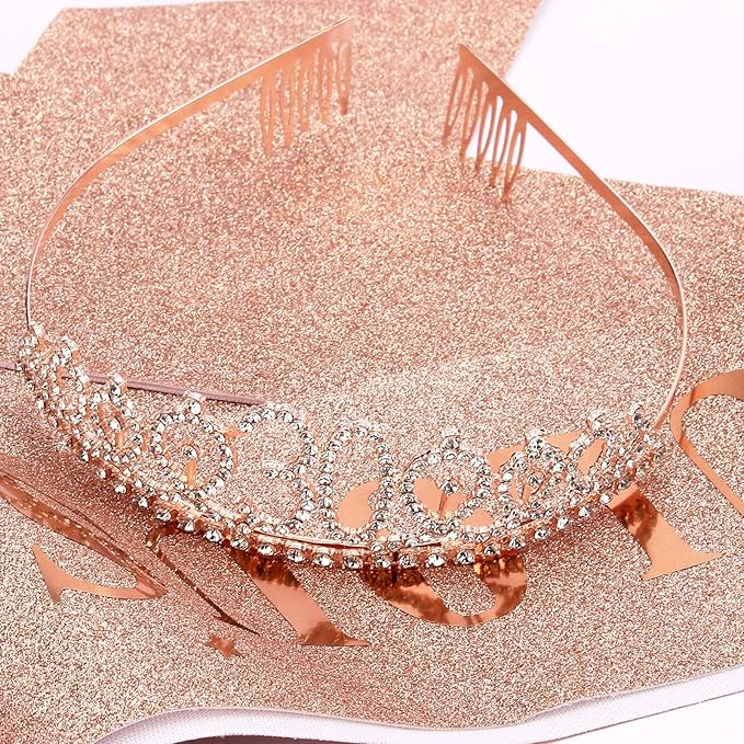 30th Birthday Sash, Tiara, and Rose Gold Decorations - Fabulous Birthday Gifts for Her