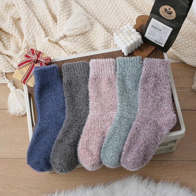 SISOSOCK Fuzzy Cozy Warm Socks for Women-Winter Home Thick Wool Soft Sleeping Socks-Perfect Gifts for Women