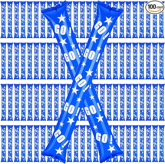 Hungdao 100 Pcs Thunder Sticks Spirit Boom Sticks Cheerleading Football Noise Makers Inflatable Noisemakers for Party Dance Basketball Sporting Event