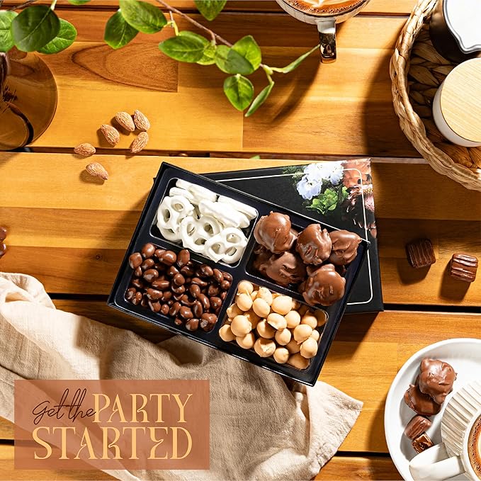 3-Pack Snackberry Gourmet Chocolate Gift Platter – Assorted Treats with Chocolate Pecan, Maple Nuts, Yogurt Pretzels & Chocolate Raisins – Perfect Holiday, Birthday & Corporate Gift Box