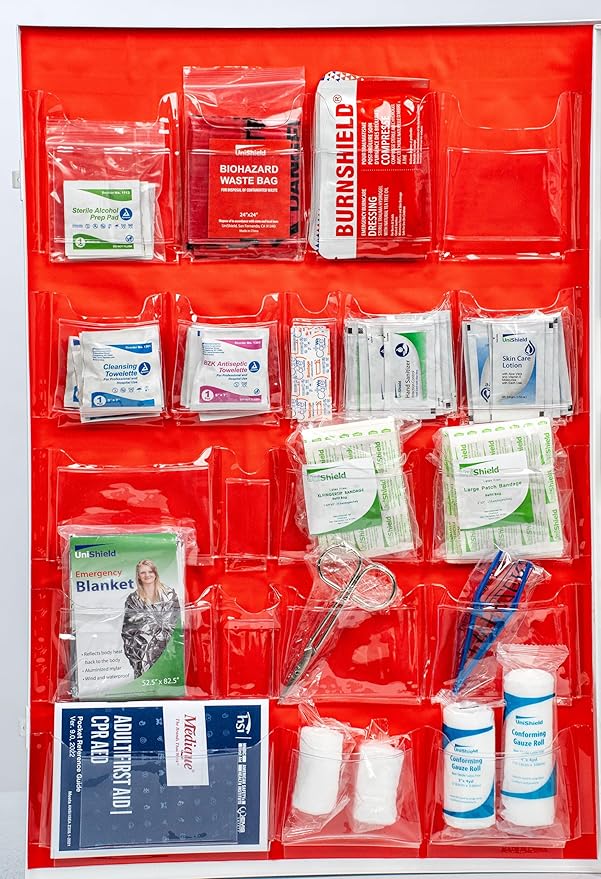 4-Shelf Metal 1st Aid Cabinet Class A, Large Capacity First Aid Wall Mount Medicine Cabinet, Secure Metal Med Box with Easy Access, Exceeds OSHA/ANSI Z308.1 2015, Over 775-Pieces