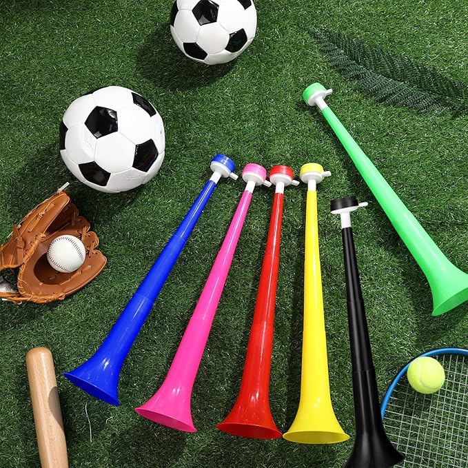 6 Pieces Stadium Horn for Adult, 21 Inch Collapsible Vuvuzela Trumpet for Sporting Events Football Carnival Party Supplies, Black