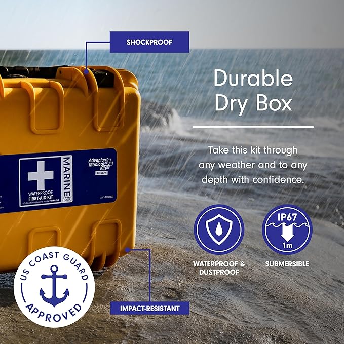 Adventure Medical Kits Marine Series Medical Kit - 3500 - Boat First Aid Kit For Large Crews 24 Hours From Care - Includes Emergency Medical Supplies Like Bandages, Medicine, Guide Book & More