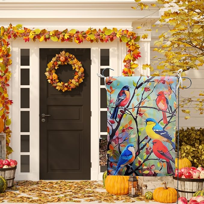 Tree Birds Flag Spring Summer Fall Garden Flag Seasonal Small Yard Flags for Outside 12x18 Double Sided Outdoor Front Door Backyard Decorations