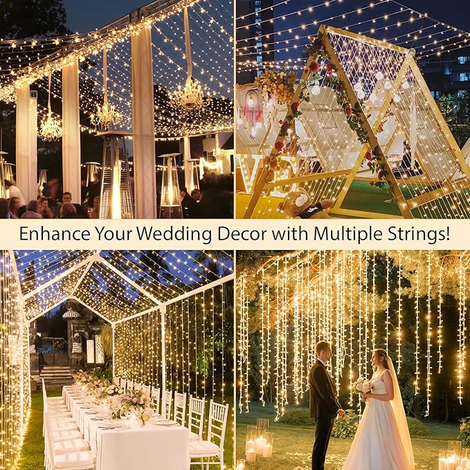 suddus 100 Led Connectable Christmas String Lights Outdoor with Timer, 33ft Fairy Lights Plug in Waterproof Indoor, Twinkle Lights with Remote for Xmas Tree, Bedroom, Dorm, Party, Garden – Warm White
