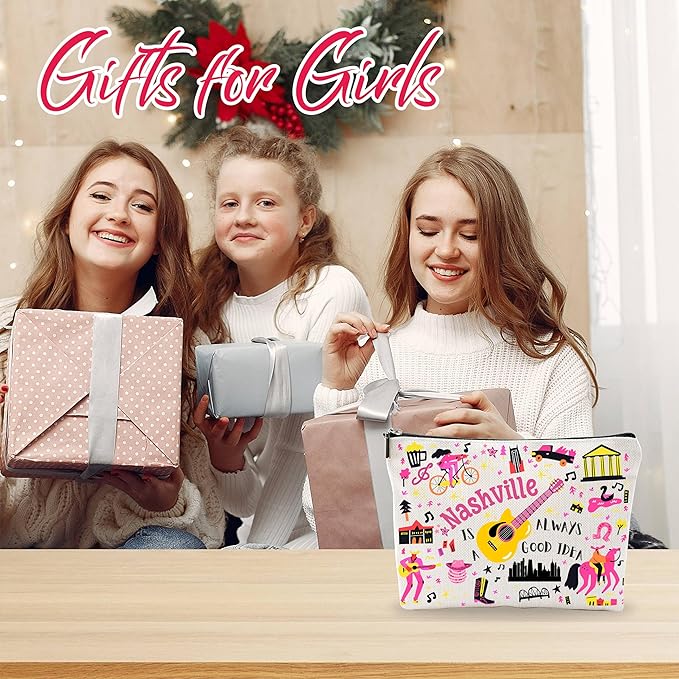 Nashville Souvenirs Cosmetic Bags For Women，Nashville Is Always a Good Idea, Makeup Organizer Bag, Toiletry Pouch, Small Travel Storage Bag, Nashville Themed Gifts, Women Essentials - D04