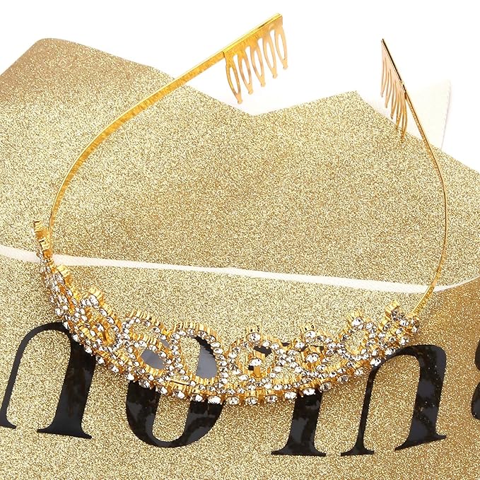 Casoty 60th Birthday Sash and Tiara for Women, Gold Crown 60 and Fabulous Sash & Crown Set, 60th Birthday Gifts for Women, 60th Birthday Decorations Women