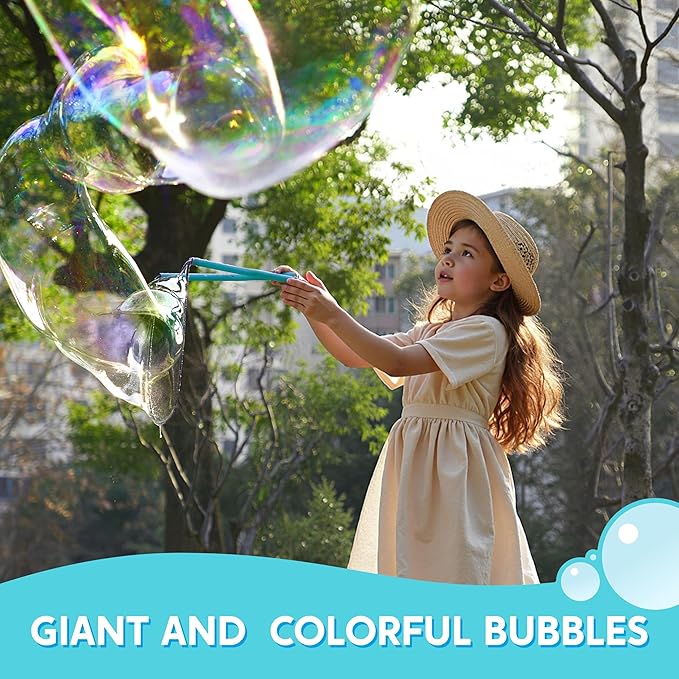 SYNCFUN 6 Packs Giant Bubble Solution (Up to 4.5 Gallons), 6 Pouches Concentrated Solution Refill for Bubble Machine, Wands, Blower, Easter, Outdoors Activity
