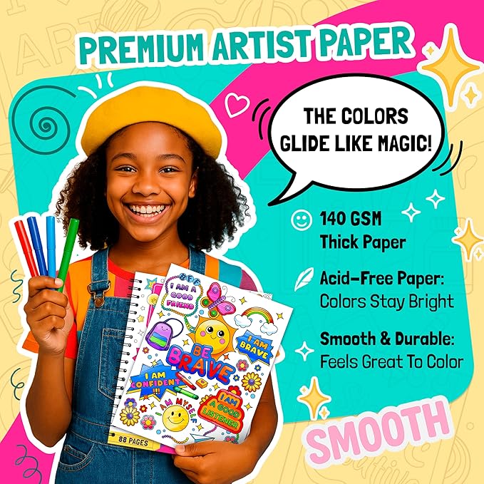 Confidence-Boosting Coloring Book for Girls Ages 8-12 | Fun Kids Color Book with Positive Affirmations, Activities & Motivational Art, Coloring Book for Kids Ages 8-12 for Creativity & Self-Esteem
