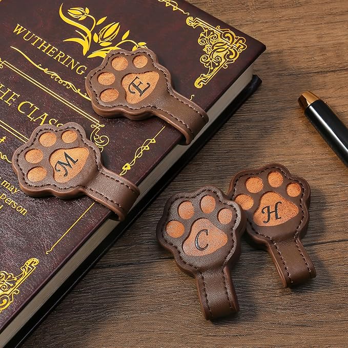 Magnetic Leather Bookmark, Cute Initial Magnetic Bookmarks Clip, Vintage Book Marker Clip Gifts for Readers, Kids, Book Lovers-I