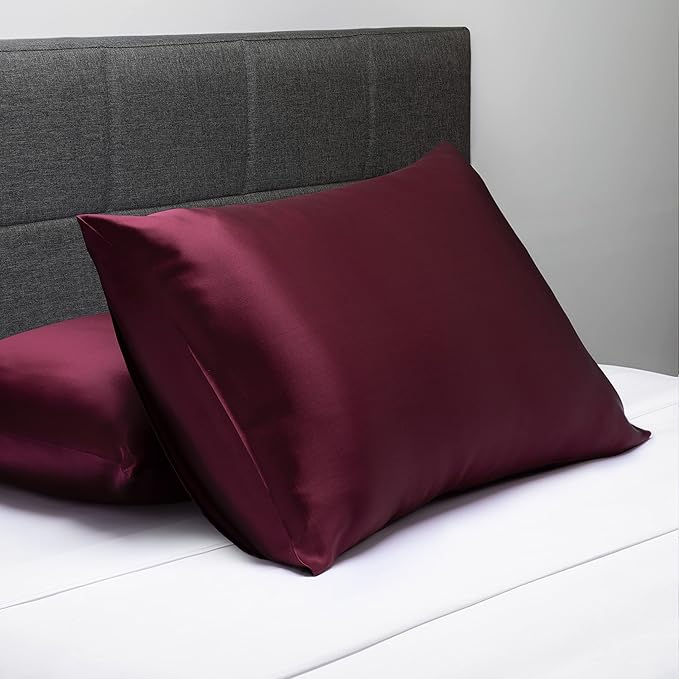 Fishers Finery 25mm 100% Pure Mulberry Silk Pillowcase (Red Standard 2 Pack)
