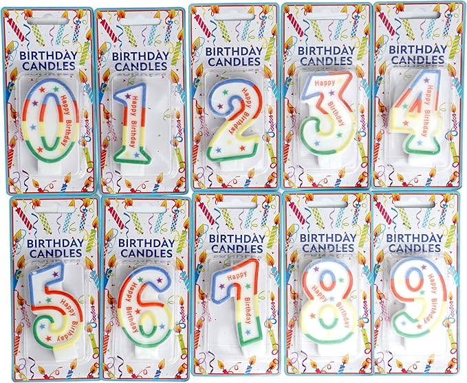 10 Pieces Number Candles Stars, Birthday Candles Number, 0-9 Number Candles for Birthday Cakes, Party Decoration