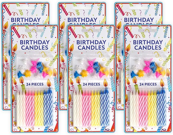 144 Spiral Birthday Candles for Cake & Cupcakes - Multi-Color Party Candles Set