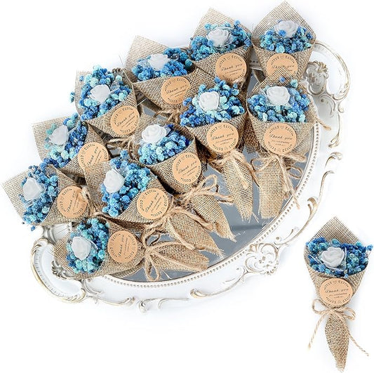 20-Piece set Mini Magnet Dried Flowers Bouquet for Wedding Favors for Guests, Baby Shower Party Favors, Bridal Shower Gifts, Baptism, Thank You Favor. (navy blue)