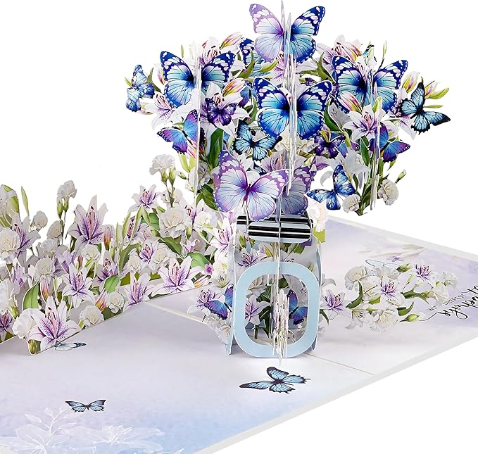 Butterflies Bottle Pop Up Sympathy Cards with Envelopes, Sorry for Your Loss Card, Religious Pop Up Sympathy for Loss of Loved one, Mother, Father, Husband (Butterflies Bottle)