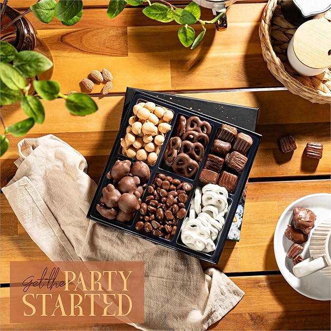 12-Pack Snackberry Premium Chocolate Gift Box – Gourmet Assortment with Chocolate Pretzels, Maple Nuts, Yogurt Pretzels & Milk Chocolate Caramels – Perfect for Holidays, Birthdays & Corporate Gifts