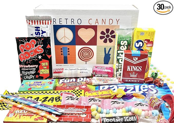 RETRO CANDY YUM ~ Care Package Assortment Gift Box Nostalgic Candy Mix from Childhood for Man or Woman Jr