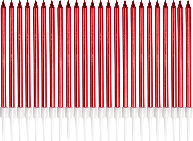 24 Count Red Metallic Birthday Candles, Cake Candles, Birthday Parties, Wedding Decorations, Party, Candles for Cake, Cake Decorations, Red Birthday Candles