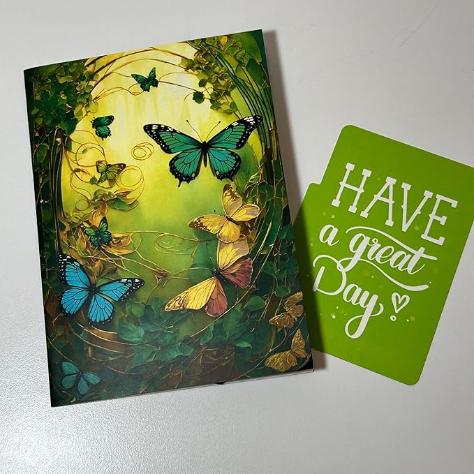 3D Pop Up Greeting Card Flowers Theme (Green Butterflies)